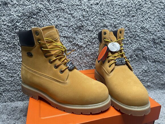 Mens LUGZ Work Boots MDRIF6STWK 7470 Wheat Tan Bark Lined Slip Resist 9.5W